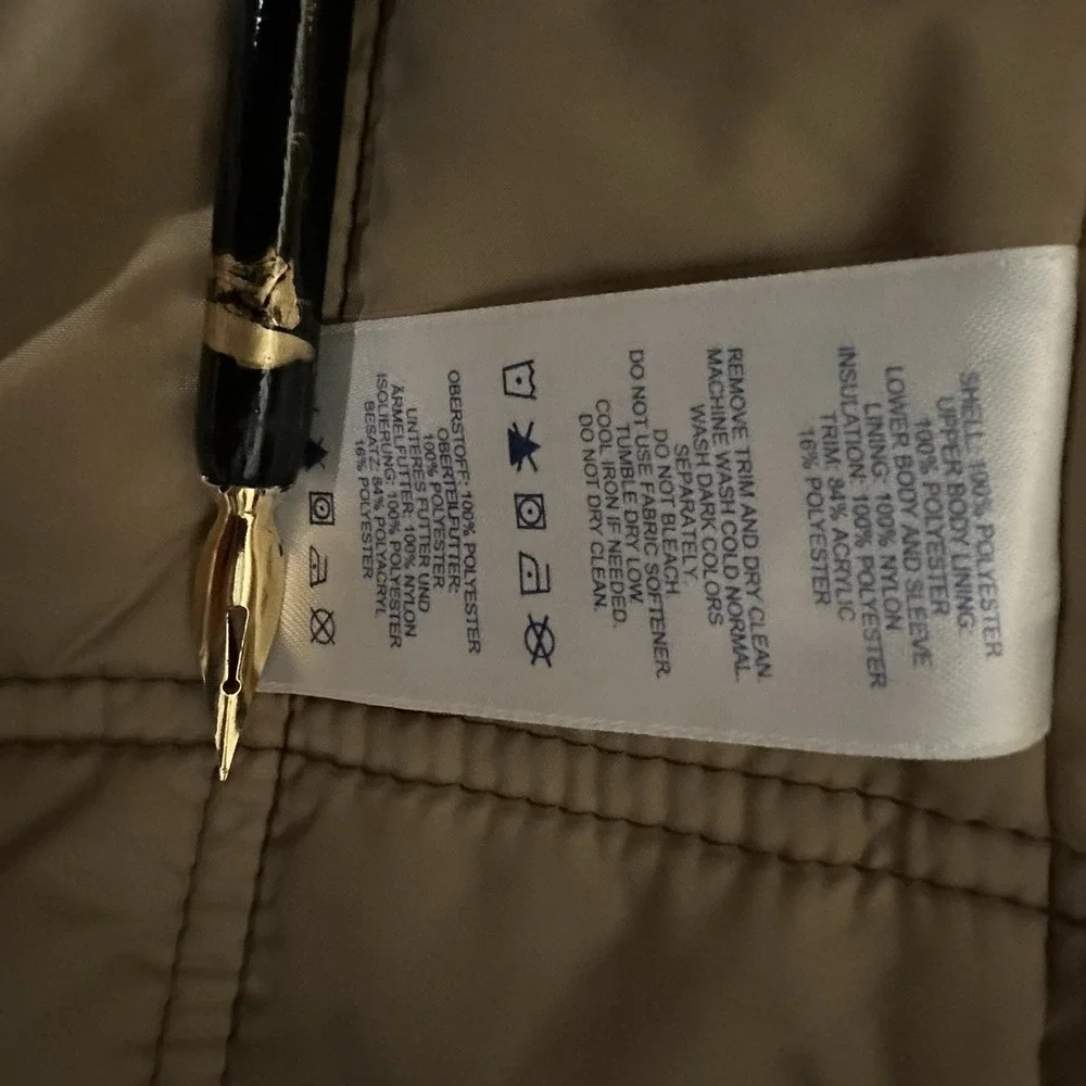 Lands End Hooded Jacket Size Large Winter Coat Brown
